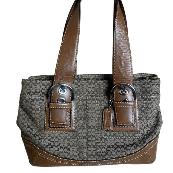 Coach Soho Camel Monogram Canvas Leather Shoulder Bag - Picture 8 of 11